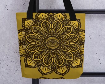 Evil Eye Tote mandala design Bag Mindfulness tote bag gift for her spiritual tote evil eye protection bag with evil eye gift witchy tote bag