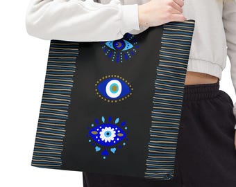Evil Eye Tote Bag, Mystical Eyes Bag, Boho Style, Spiritual Gift, Yoga Lover Bag, Gift for Spiritual Seekers, Bohemian Bag, Eco-Friendly Bag