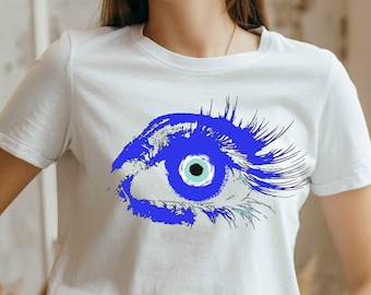 Eye shirt for her evil eye t-shirt evil eye yoga shirt for women trendy shirt all seeing eye shirt blue eye design shirt spiritual clothing