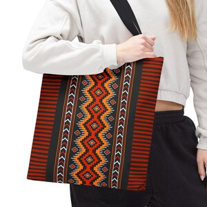 Tribal Pattern Tote Bag, Boho Canvas Shoulder Bag, Stylish Eco-Friendly Reusable Bag, Ethnic Print Bag, Gift for Her, Casual Chic Beach Bag