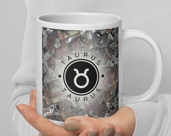 Taurus Zodiac Sign Mug, Astronomy Gift, Whimsical Coffee Cup, Birthday Gift Mug, Cool Keepsake, Mug with Horoscope Symbol Taurus Coffee Mugs