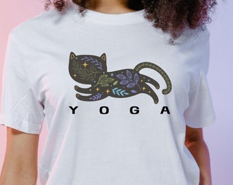 Cat shirt for women Yoga Cat tshirt for men yoga shirt for cat lovers shirt for fitness shirt with cat design for Yoga Meditation Day tshirt