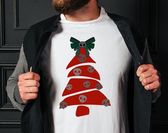 Goth Christmas shirt Goth Christmas Tree shirt with skull ornaments shirt for Christmas tree lover tee gothic Christmas shirt gift for goth