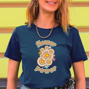 Retro flower shirt power t-shirt retro style aesthetic clothing gift for flower lover shirt summer shirt gift for her retro flower t-shirt