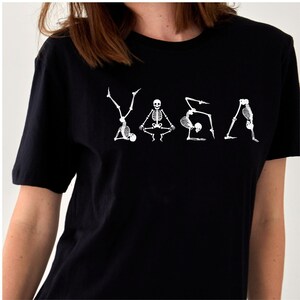 Skeleton shirt for women Yoga shirt for men skeleton tee gift  Yoga poses t-shirt for fitness shirt gift for Yoga lover tee meditation shirt