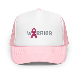 Cancer warrior cap warrior foam trucker hat for Breast Cancer survivor cap with pink ribbon design hat for cancer awareness month cap gift
