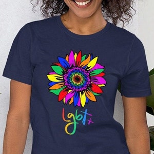 RAINBOW FLOWER shirt pride tee unisex t-shirt Lesbian pride shirt with colorful LGBTQ+ design for Pride Month shirt pride shirt gift idea
