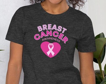 Breast Cancer Awareness shirt for cancer supporter shirt with colorful pink bow and pink heart design shirt for cancer awareness month gift