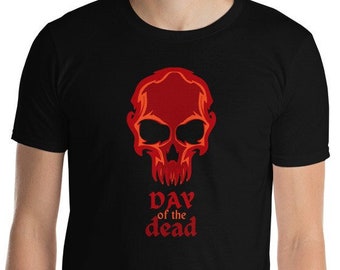 Day of the Dead scary shirt spooky skull tee Autumn spooky season tee red skull shirt gift for Halloween party costume apparel Dia de Muerto