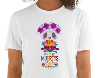 Skull colorful shirt Dia de los Muertos shirt Day of the Dead shirt Gift for all Saints day shirt with design sugar skull graphic shirt gift