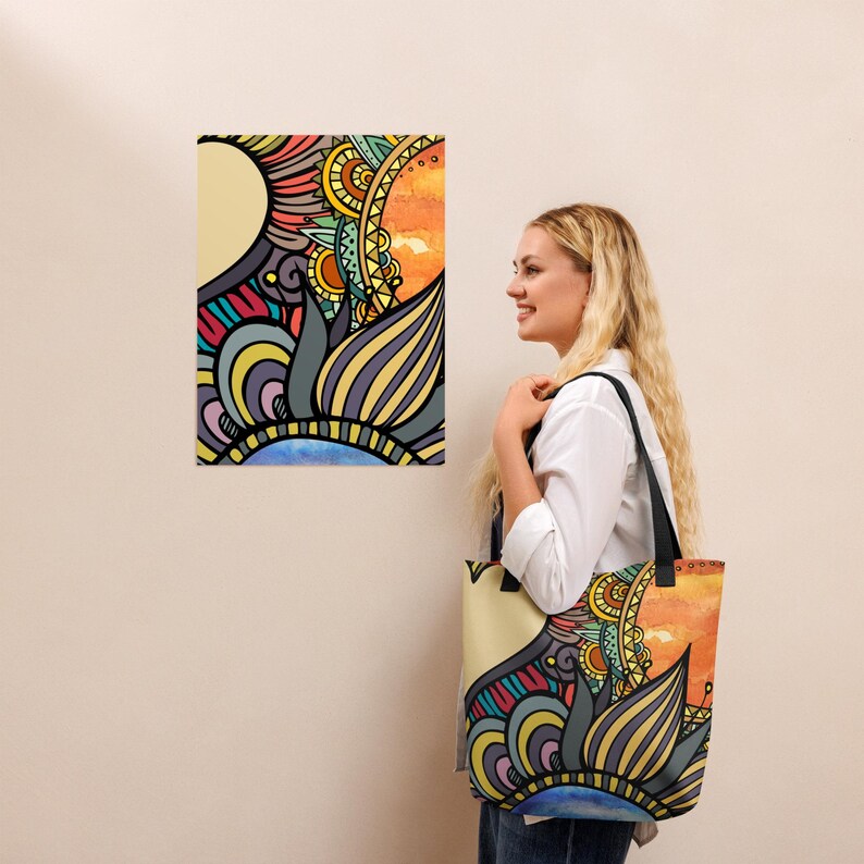 Abstract Tote Bag, All Over Print Tote Bag, Colorful Abstract Pattern Gift, Cool Unique and Stylish Tote Bag, Reusable Travel Carryon Tote