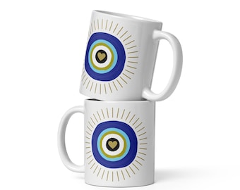 Evil Eye mug gift for spiritual people gift housewarming gift Spiritual protection cup Evil Eye gift idea good vibes only coffee cup tea mug