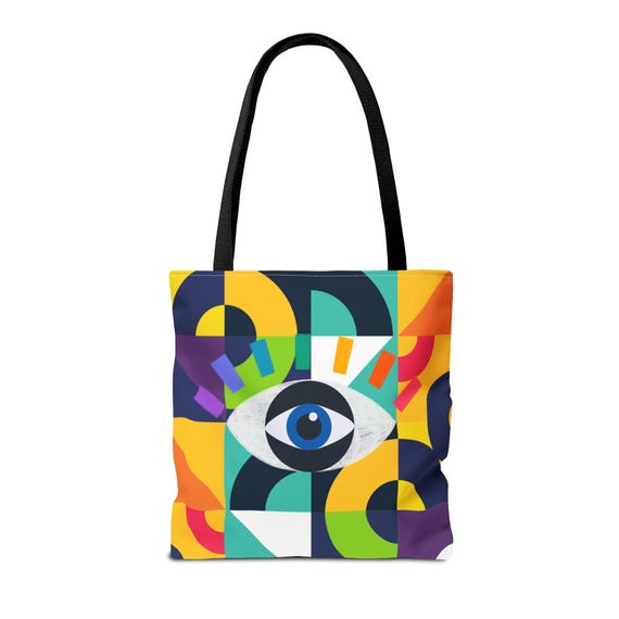 Bolso de mano con diseño de ojo malvado, diseño geométrico