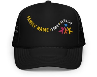 Customized Family Reunion Trucker Hat Gift Family Vacation Cap Custom Embroidered Family Name Hat with Colorful Design family matching cap