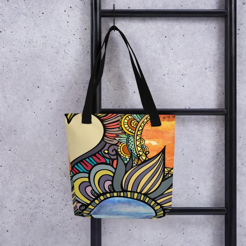 Abstract Tote Bag, All Over Print Tote Bag, Colorful Abstract Pattern Gift, Cool Unique and Stylish Tote Bag, Reusable Travel Carryon Tote