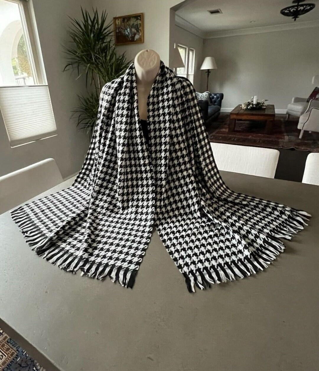 Black and White Scarf for Her Plaid Pattern Scarf for Men Winter Scarf ...