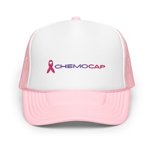Chemo cap chemo foam trucker cap for Breast Cancer Awareness survivor hat with colorful pink ribbon design for cancer awareness month gift