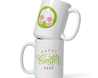 Bunny funny cup easter bunny mugs ceramic red coffee mug bunny easter mug easter cup easter hot cocoa mug kids easter gift rabbit lover mug