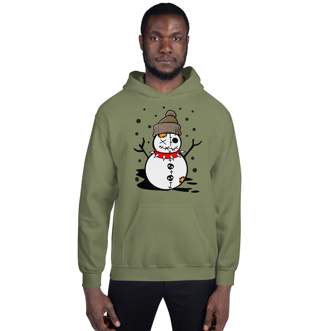 Goth Christmas Hoodie Goth Style Snowman Hoodie With Beanie and Spike ...