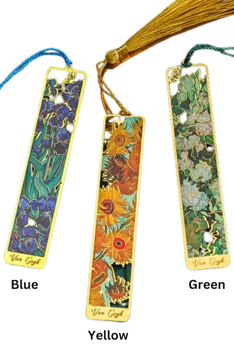 Metal bookmark with flower design.