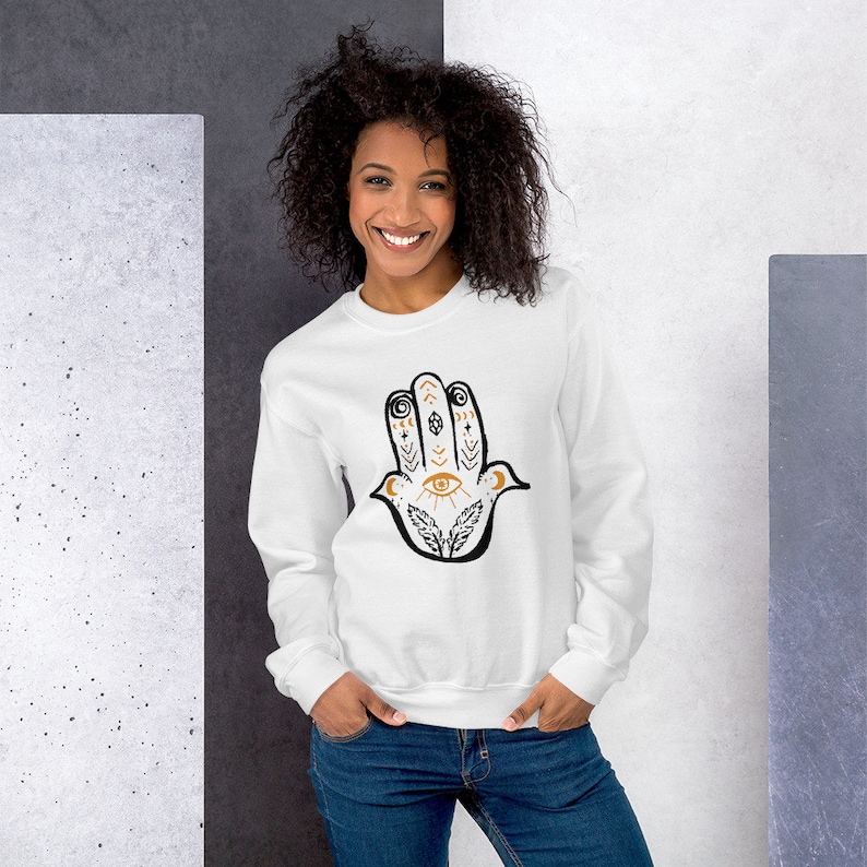 Evil eye sweatshirt, sweatshirt for him, sweatshirt for her, all seeing eye shirt, hamsa hand sweatshirt, protection sweatshirt,fatima shirt