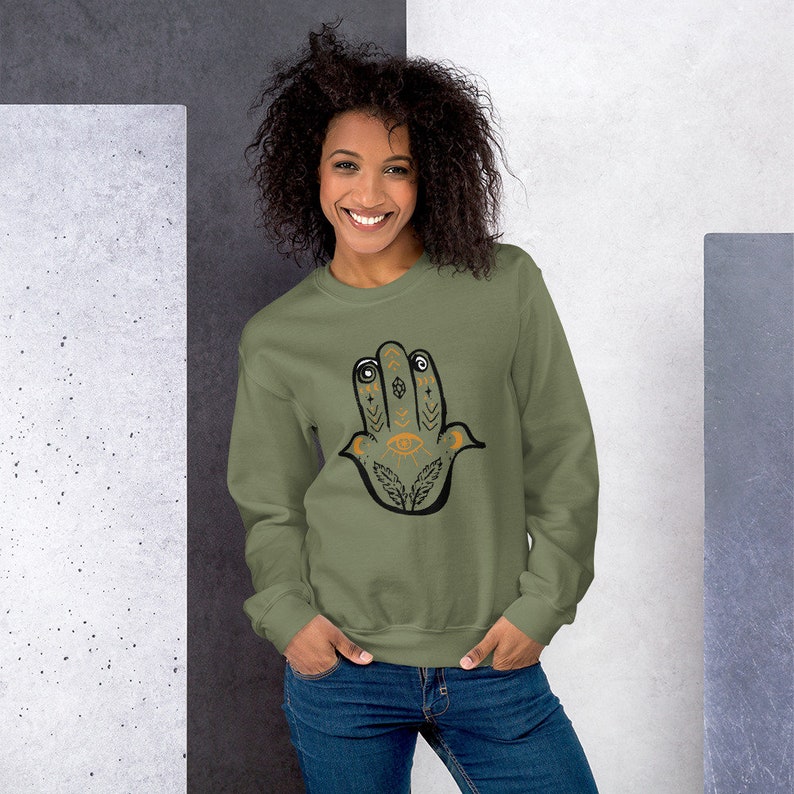 Evil eye sweatshirt, sweatshirt for him, sweatshirt for her, all seeing eye shirt, hamsa hand sweatshirt, protection sweatshirt,fatima shirt