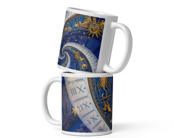 Zodiac Sign Mug, Astrology Cosmic Sign Coffee Mug, Whimsical Birthday Gift Keepsake, Witchy Gift,  Colorful Horoscope Star Mug Celestial Mug