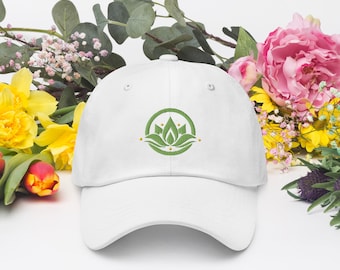 Flower hat for women Lotus Flower cap for men embroidered Dad Cap Zen gift idea for friends yoga lover gift yoga Hat mindfulness design Cap