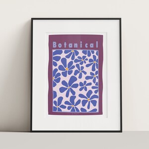 Botanical Print, Flower Poster, Digital Download Poster, Modern Poster, Avant Garde Wall Art, Art Deco Poster, Blue Flower