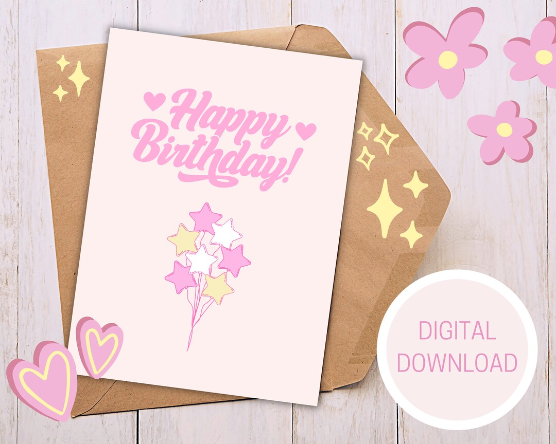 Printable Birthday Card Happy Birthday Card Cute Birthday - Etsy