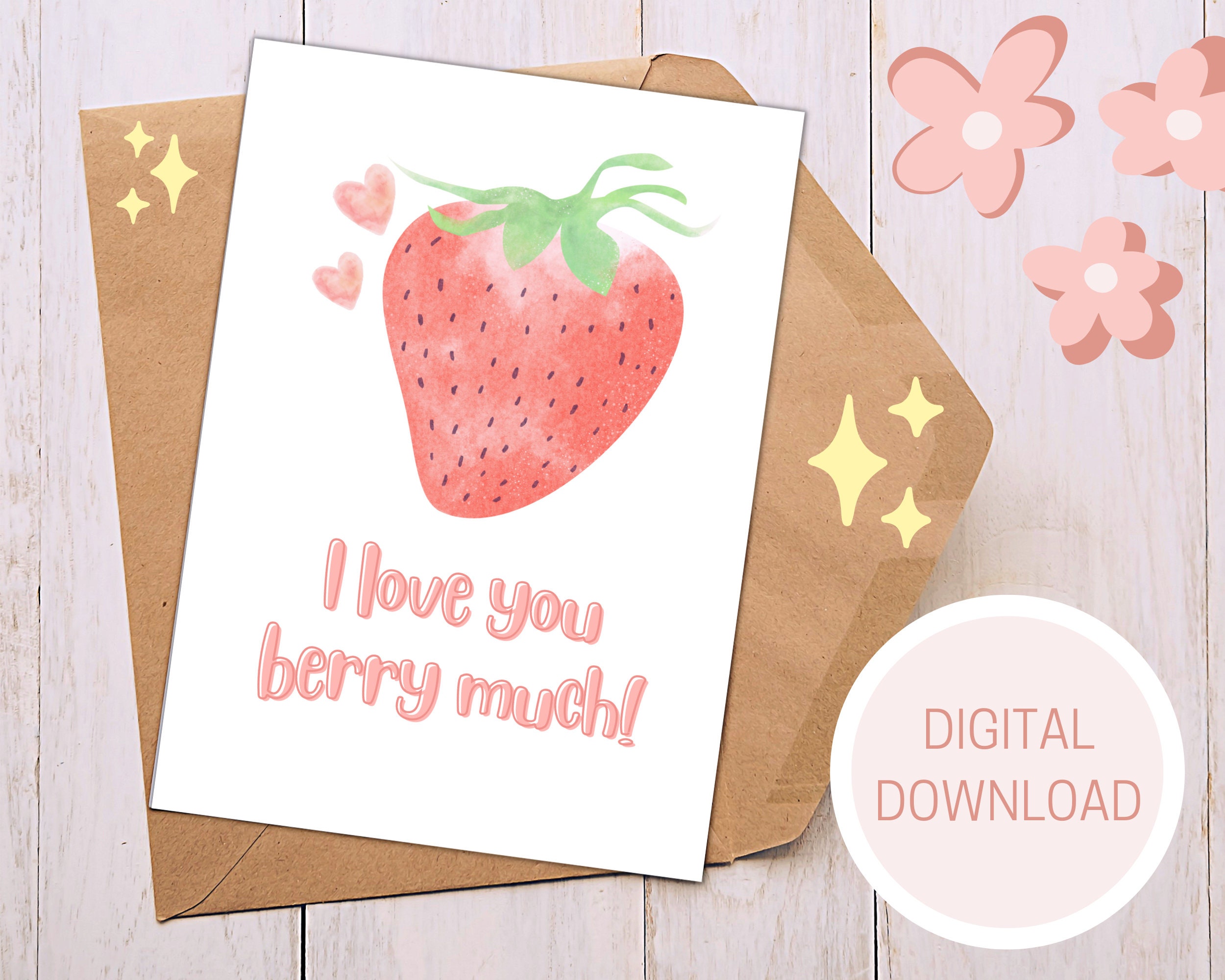 I Love You Berry Much Card Printable Funny Joke Card - Etsy Australia