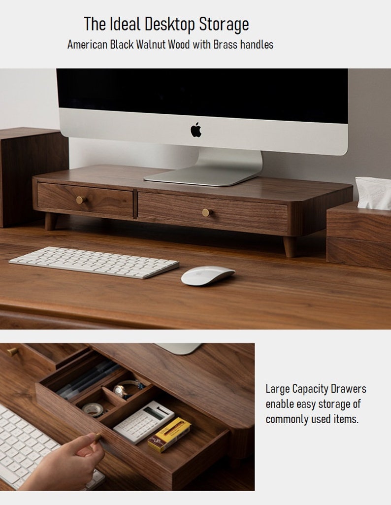 Wood Desk Organizer Set Wood Desk Organizer With Drawers Etsy