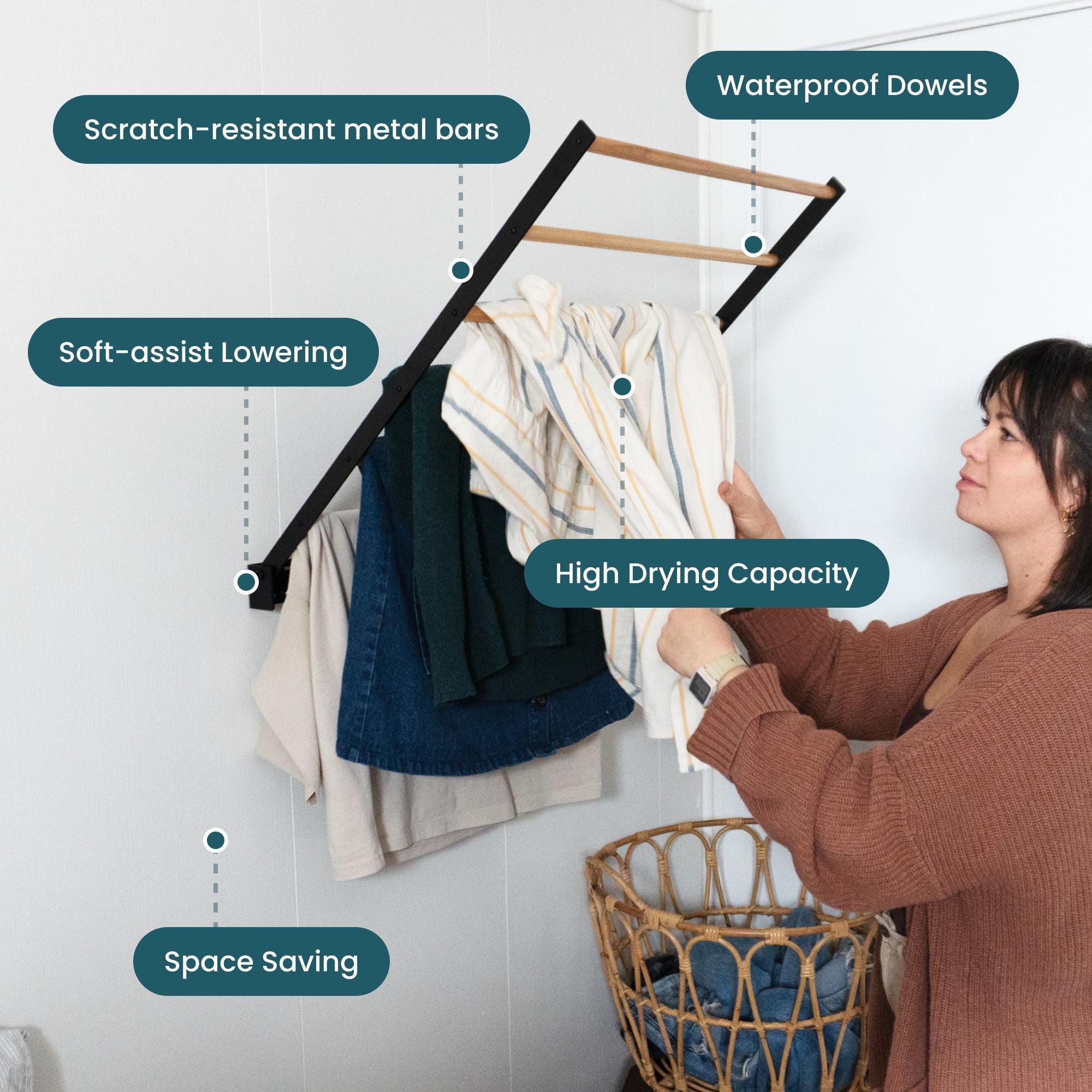 Wall Mount Laundry Drying Rack- THE NICE RACK - Etsy