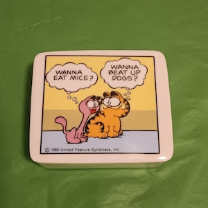 Vintage 1981 GARFIELD Cartoon Character Ceramic Lidded Trinket Box Pre-owned