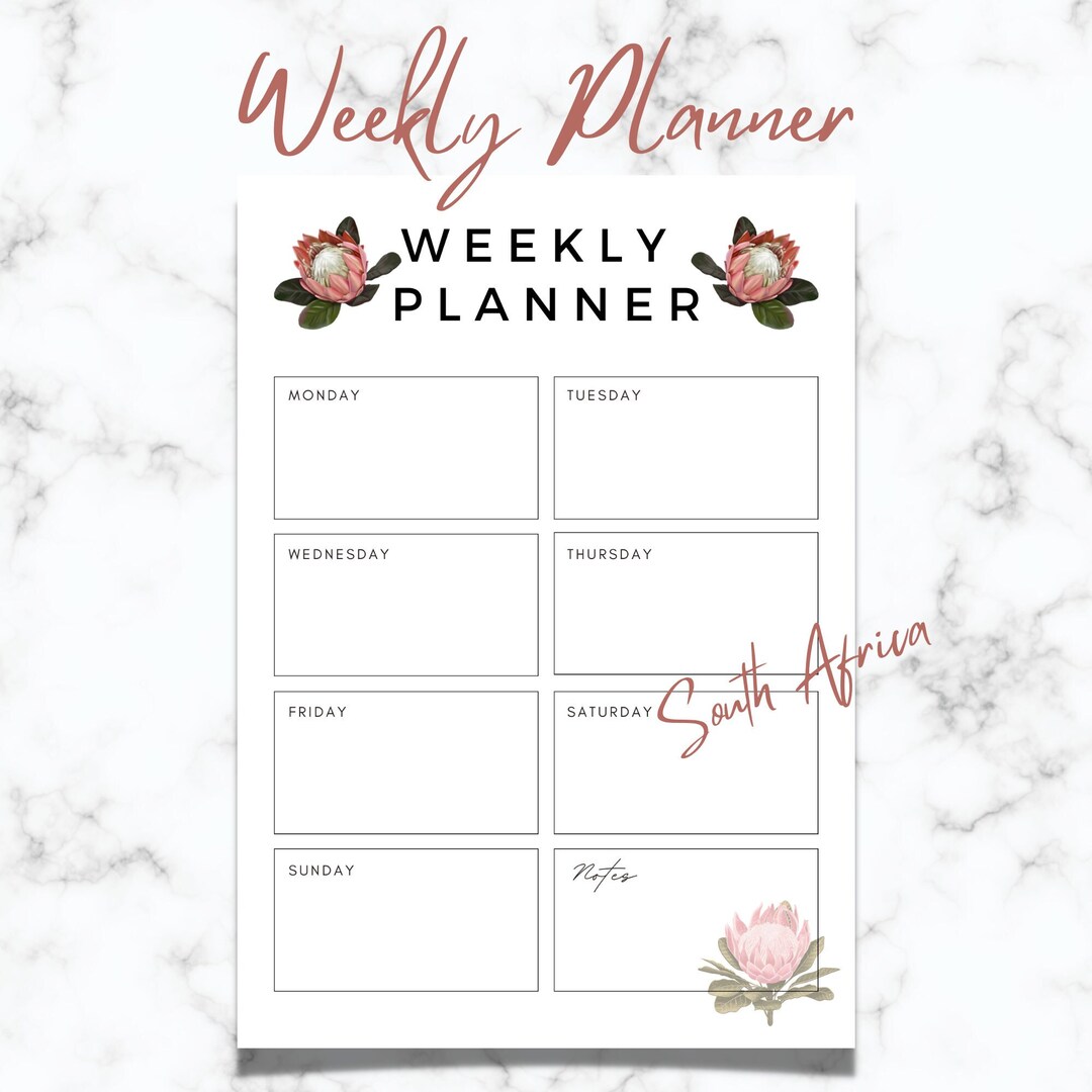 Weekly Planner Printable Planner South Africa Etsy