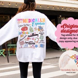 Gemütliches Sweatshirt mit Spoonie Design, süßes aber medizinisch teures Rundhals-Sweatshirt für chronische Krankheiten