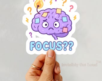 Brain Fog Sticker, ADHD Overwhelmed Brain Vinyl Decal