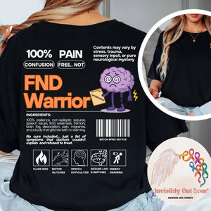 FNDウォリアーシャツ、機能性神経疾患啓発Tシャツ、バーコード症状プリント