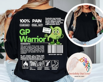 Camiseta unissex "Guerreiro da Gastroparesia", para conscientização sobre náuseas crônicas, sondas de alimentação, inchaço, desnutrição e distúrbios digestivos.
