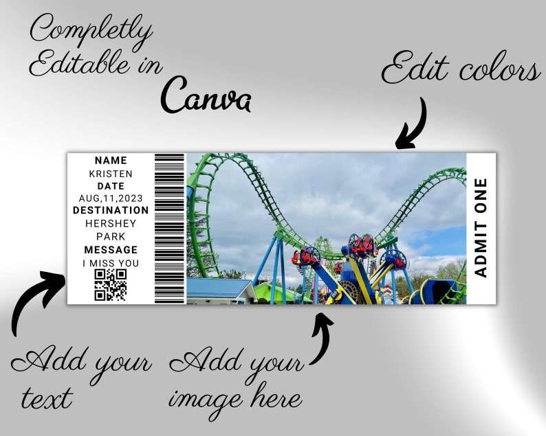 Editable Hershey Park Surprise Ticket Template, Printable Cedar Point