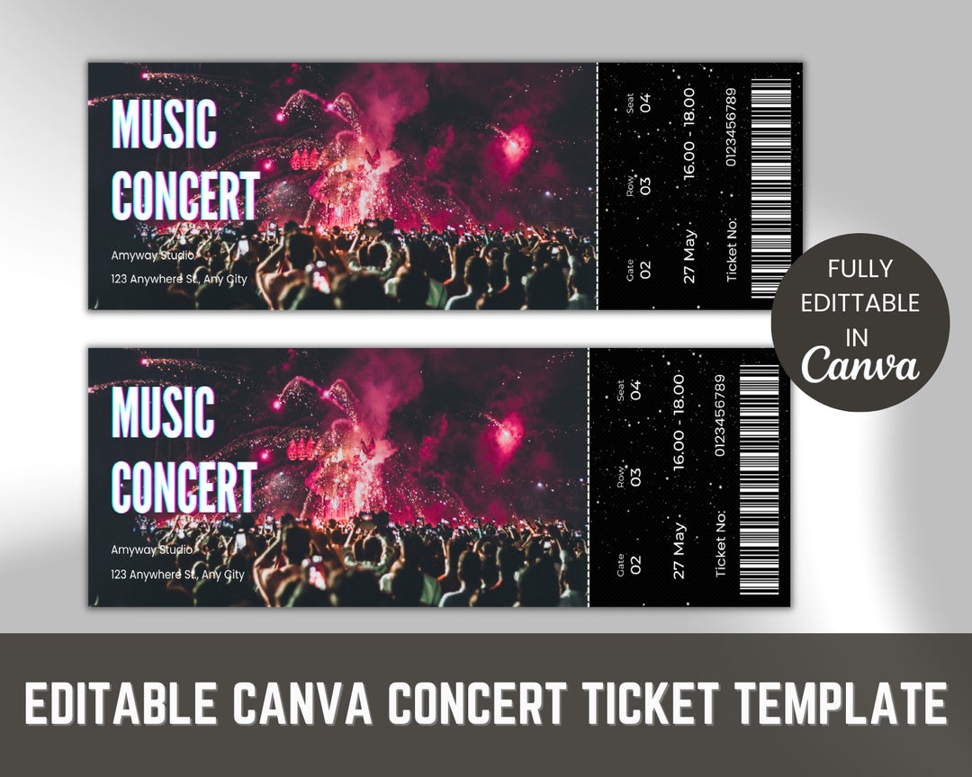Concert Ticket Template Printable Music Event Ticket Custom Concert
