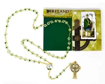 Rosary Beads - Saint Patrick Luminous Shamrock Rosary Beads