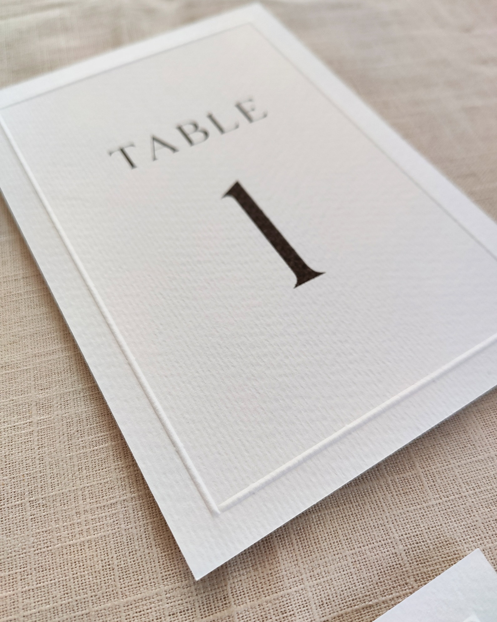Embossed Wedding Table Numbers | Minimalist Wedding Table Number Signs ...