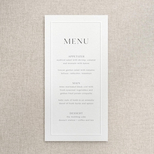 Trouwmenu's met reliëf | Minimalistische trouwmenu's