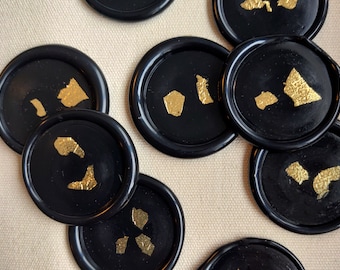 Self Adhesive Black Wax Seals Gold Flakes