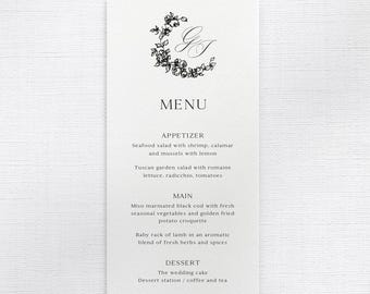 Monogram Wedding Menu | Wedding Menus with Monogram | Elegant Wedding Menus