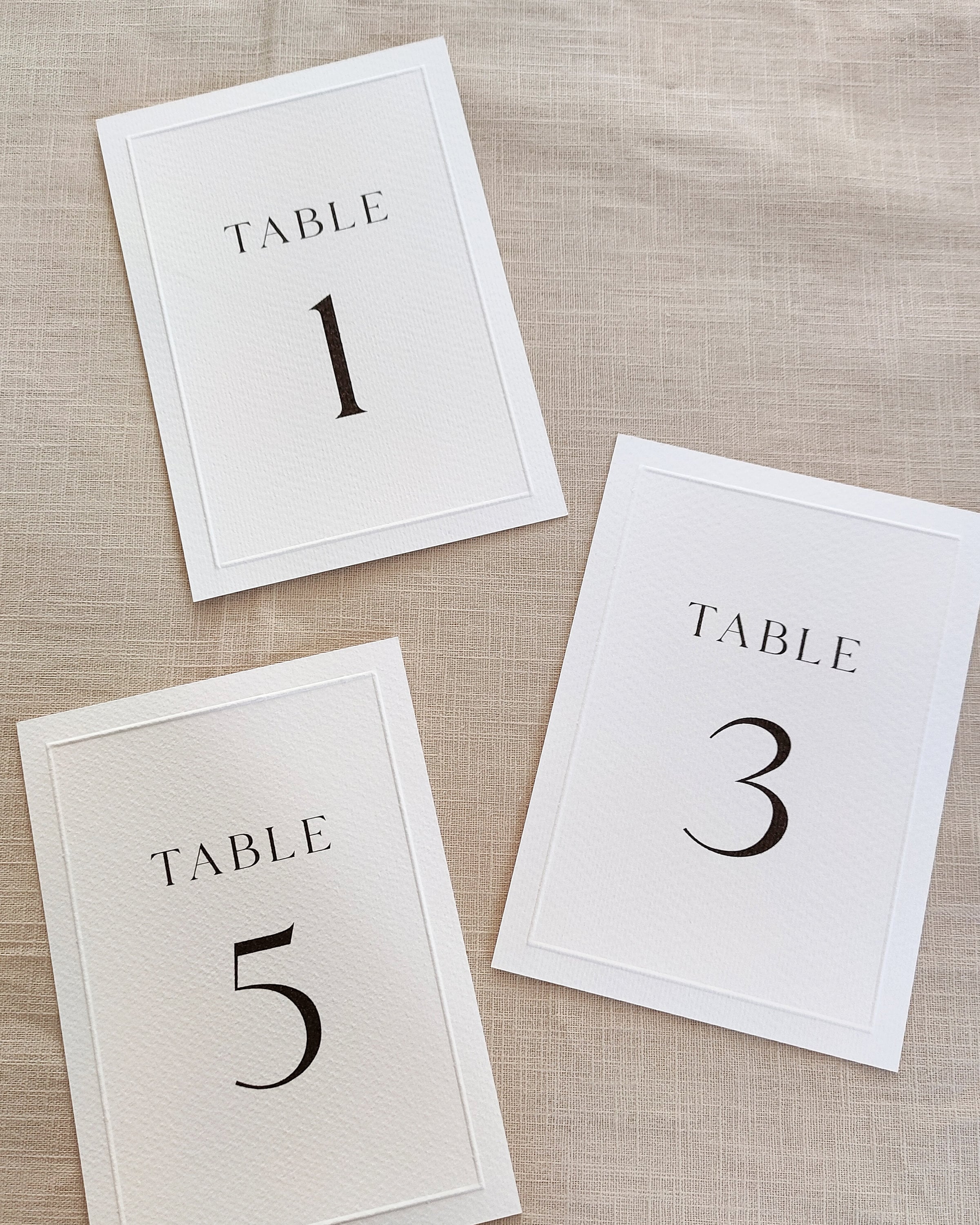 Embossed Wedding Table Numbers | Minimalist Wedding Table Number Signs ...