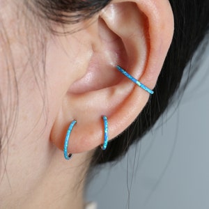 Pendiente Anillo Aro Anillo Concha Pendiente Concha Anillo Nariz Aro Anillo Septum Aro Piercing Joyería Segmento Bisagra Cartílago Hélice Ópalo Azul