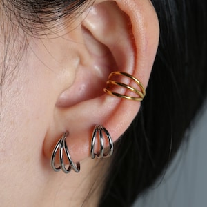 Hinged Segment Hoop Ring Three Open Stacked 316L Surgical Steel Nose Earring Hoop