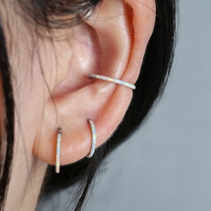 Earring Ring Conch Ring Conch Earring Nose Ring Hoop Daith Cartilage Tragus Septum Ring Helix Piercing Jewelry Surgical Steel White Opal